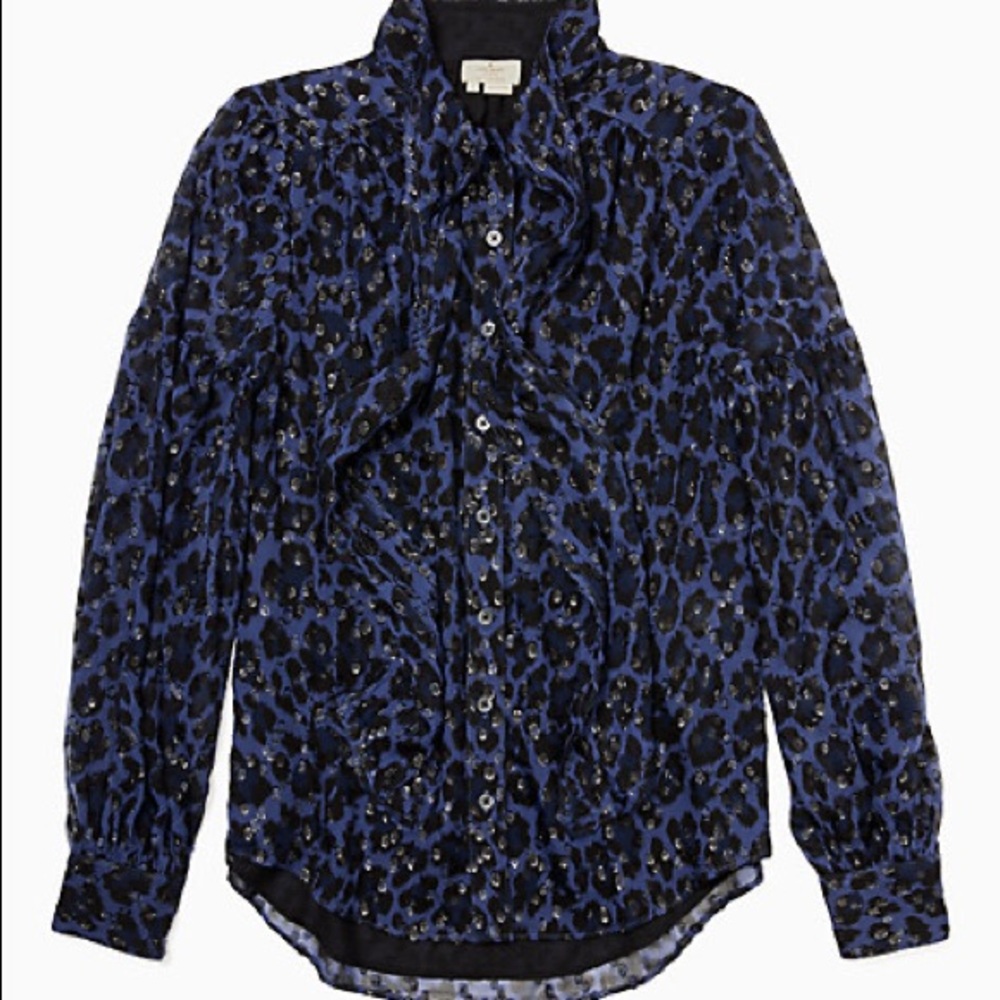 KATE SPADE WILD ONES LEOPARD CLIP DOT BOW BLOUSE